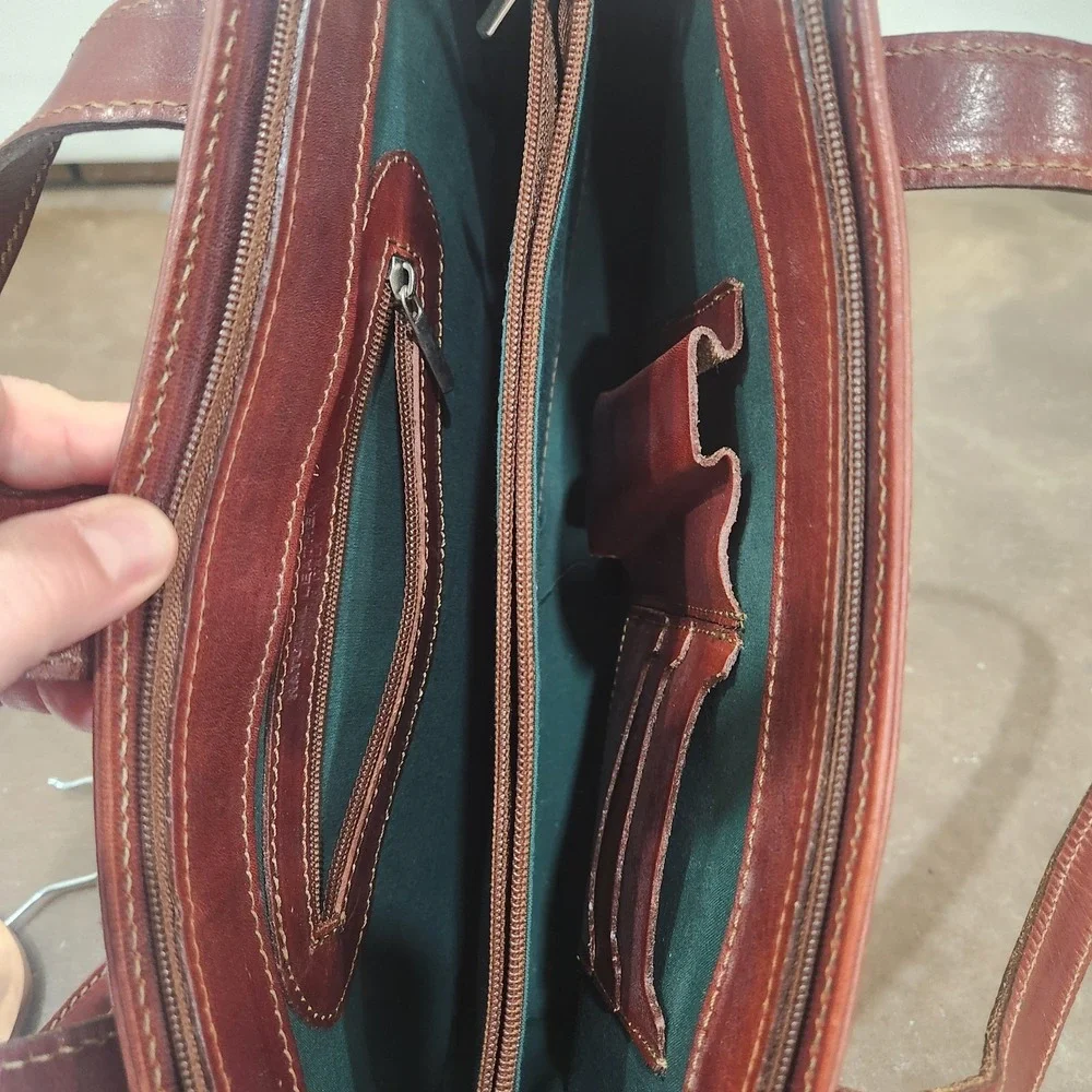 Leonardo Firenze Genuine Italian Leather Handbag Crossbody Italy - Picture 7 of 9